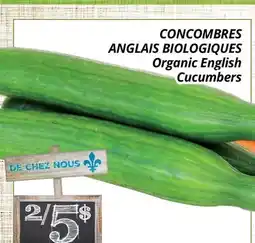 Supermarché PA CONCOMBRES ANGLAIS BIOLOGIQUES | Organic English Cucumbers offer