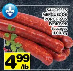 Supermarché PA SAUCISSES MERGUEZ DE PORC FRAIS | Fresh Pork Sausages offer
