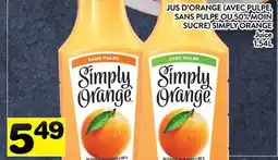 Supermarché PA JUS D'ORANGE (AVEC PULPE, SANS PULPE OU 50% MOIN SUCRE) SIMPLY ORANGE | Juice offer