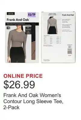 Costco Frank And Oak Women's Contour Long Sleeve Tee, 2-Pack offer