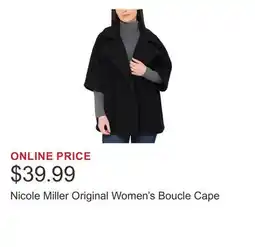 Costco Nicole Miller Original Women's Boucle Cape offer