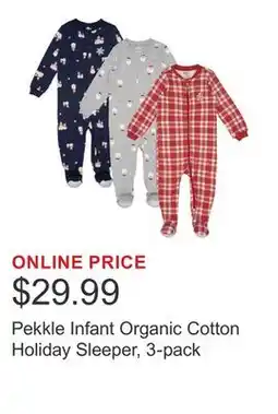 Costco Pekkle Infant Organic Cotton Holiday Sleeper, 3-pack offer