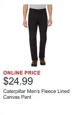 Costco Caterpillar Men's Fleece Lined Canvas Pant offer