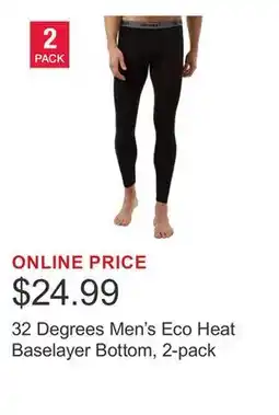 Costco 32 Degrees Men's Eco Heat Baselayer Bottom, 2-pack offer