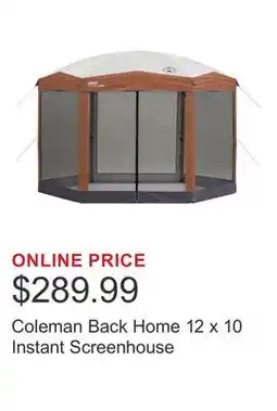 Costco Coleman Back Home 12 x 10 Instant Screenhouse offer