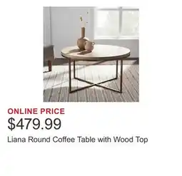 Costco Liana Round Coffee Table with Wood Top offer