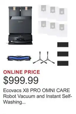 Costco Ecovacs X8 PRO OMNI CARE Robot Vacuum and Instant Self-Washing Roller Mop Bundle offer