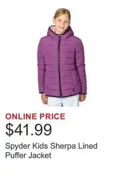 Costco Spyder Kids Sherpa Lined Puffer Jacket offer