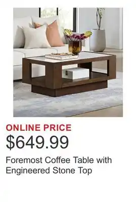 Costco Foremost Coffee Table with Engineered Stone Top offer
