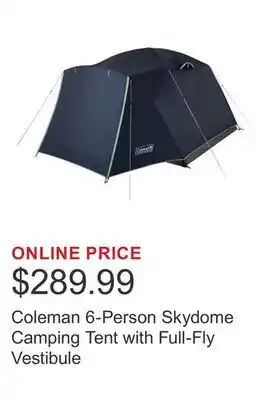 Costco Coleman 6-Person Skydome Camping Tent with Full-Fly Vestibule offer