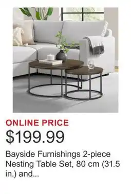 Costco Bayside Furnishings 2-piece Nesting Table Set, 80 cm (31.5 in.) and 52 cm (20.5 in.) offer