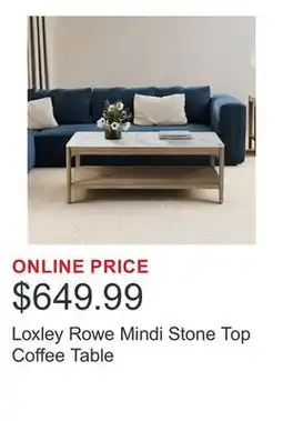 Costco Loxley Rowe Mindi Stone Top Coffee Table offer
