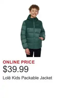 Costco Lolë Kids Packable Jacket offer