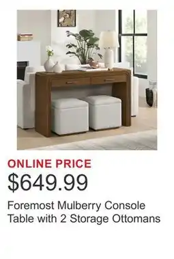 Costco Foremost Mulberry Console Table with 2 Storage Ottomans offer