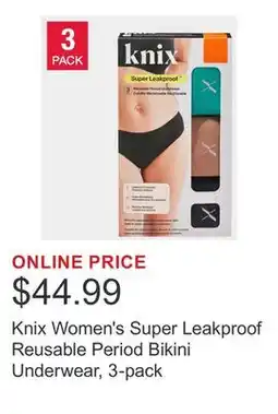Costco Knix Women's Super Leakproof Reusable Period Bikini Underwear, 3-pack offer
