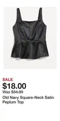 Old Navy Old Navy Square-Neck Satin Peplum Top offer