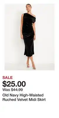 Old Navy Old Navy High-Waisted Ruched Velvet Midi Skirt offer