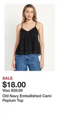 Old Navy Old Navy Embellished Cami Peplum Top offer