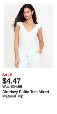 Old Navy Old Navy Ruffle-Trim Mixed Material Top offer