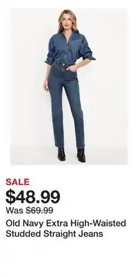 Old Navy Old Navy Extra High-Waisted Studded Straight Jeans offer
