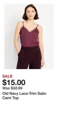 Old Navy Old Navy Lace-Trim Satin Cami Top offer