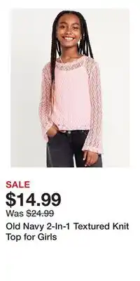 Old Navy Old Navy 2-In-1 Textured Knit Top for Girls offer