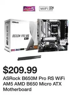 Newegg ASRock B650M Pro RS WiFi AM5 AMD B650 Micro ATX Motherboard offer
