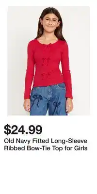 Old Navy Old Navy Fitted Long-Sleeve Ribbed Bow-Tie Top for Girls offer