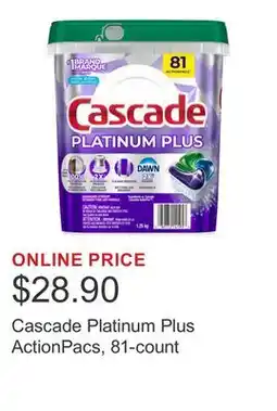 Costco Cascade Platinum Plus ActionPacs, 81-count offer