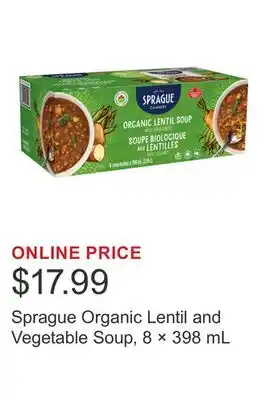 Costco Sprague Organic Lentil and Vegetable Soup, 8 × 398 mL offer