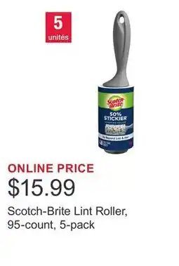 Costco Scotch-Brite Lint Roller, 95-count, 5-pack offer