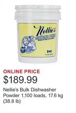 Costco Nellie's Bulk Dishwasher Powder 1,100 loads, 17.6 kg (38.8 lb) offer