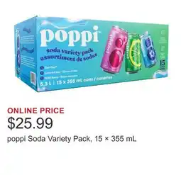 Costco poppi Soda Variety Pack, 15 × 355 mL offer