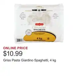 Costco Griss Pasta Giardino Spaghetti, 4 kg offer