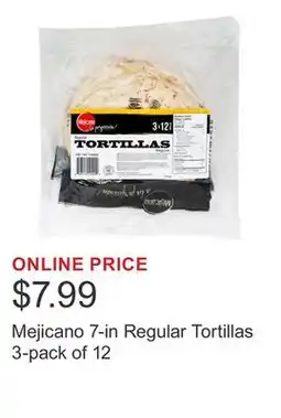 Costco Mejicano 7-in Regular Tortillas 3-pack of 12 offer