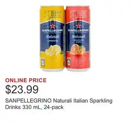 Costco SANPELLEGRINO Naturali Italian Sparkling Drinks 330 mL, 24-pack offer