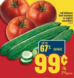 Marché Adonis RED HOTHOUSE BEEF TOMATOES OR ENGLISH CUCUMBERS offer