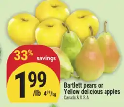 Marché Adonis Bartlett pears or Yellow delicious apples offer
