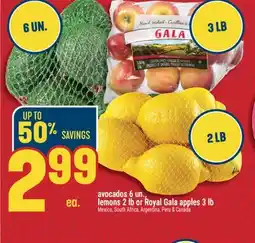 Marché Adonis AVOCADOS 6 un. LEMONS 2 lb OR ROYAL GALA APPLES 3 lb offer