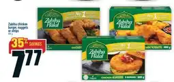 Marché Adonis Zabiha chicken burger, nuggets or strips offer
