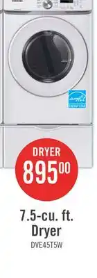 The Brick Samsung 7.5 Cu. Ft. Electric Dryer - White - Stackable - DVE45T6005W/AC offer