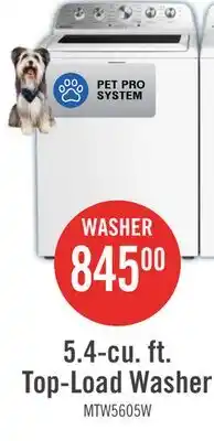 The Brick Maytag 5.4 Cu Ft. Top Load Agitator Washer with Pet Pro Option - White - MTW5605RW offer