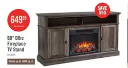 The Brick Ollie 60 Electric Fireplace TV Stand with Storage and Cable Management for TVs up to 65- Grey offer
