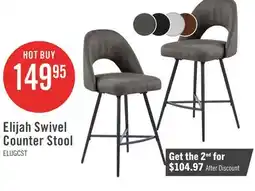 The Brick Elijah Counter-Height Stool with Swivel Seat, Linen-Look Fabric, Metal - Grey offer