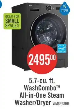 The Brick LG 5.7 Cu. Ft. Smart Front-Load High-Efficiency Steam All-in-One Laundry - Black Steel - WM6998HBA offer