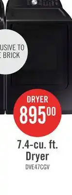The Brick Samsung 7.4 Cu. Ft. Electric Dryer - Black Stainless Steel - DVE47CG3500VAC offer