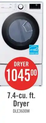 The Brick LG 7.4 Cu. Ft. Smart Electric Dryer - White - Stackable - DLE3600W offer