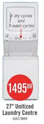 The Brick GE Unitized Spacemaker Washer and Electric Dryer Combination - GUD27ESMMWW offer