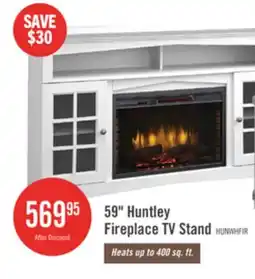 The Brick Huntley 59 Electric Fireplace TV Stand with Storage and Cable Management for TVs up to 65- White offer