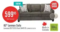 The Brick Made in Canada Lennox 83 Chenille Fabric Sofa with Reversible Cushions and Accent Pillows - Grey offer